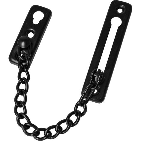 Chaîne de sécurité pour portes, Acier inoxydable 18/8 Noir, Chaîne 170 mm x 3 mm, Verrou intérieur pour portes battantes et coulissantes, Vis incluses (1/5)