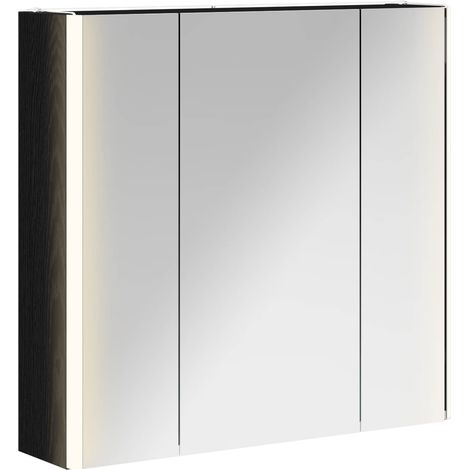 Maison Exclusive - Badezimmerspiegelschrank Schwarz Eichen-Optik