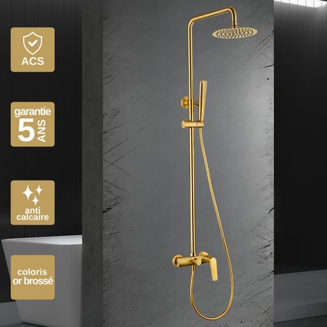 Colonne de Douche or brossé anti-calcaire - Design Moderne et Économie d'eau - Kit Complet DELOS IMEX (1/5)