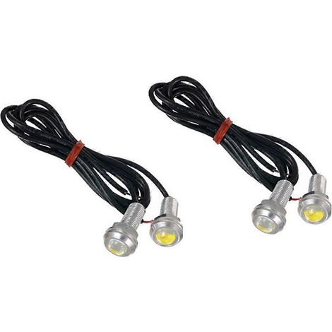 Lot de 2 ampoules LED universelles étanches de 18 mm en forme d'œil d'aigle pour voiture et moto : clignotants, feux de brouillard, feux de jour, feux arrière/de recul (lumière blanche).-Black (1/2)