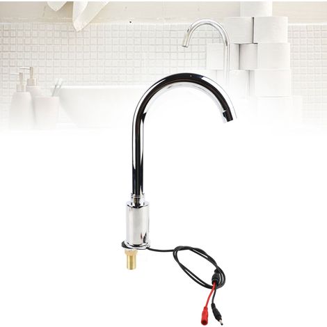 Grifo automático con sensor infrarrojo fabricado en aleación de zinc para cocina o baño, giratorio 360°, funciona con pilas AA, fácil instalación. (1/5)