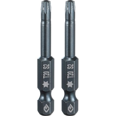 2 Pièce Embout de Tournevis Torx Magnétique, T20 1/4" Hex Tige Longueur 50mm Embout de Vissage Long Hexagonal en Acier S2 avec Trou pour Retirer les Vis de Fixation Outils (1/5)