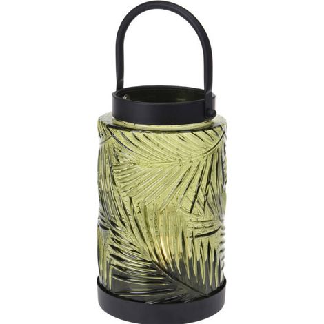 LED-Laterne, buntes Glas, 26 cm