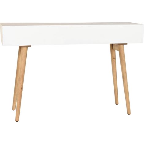 Table console en bois de sapin coloris blanc, naturel - Longueur 120 x Profondeur 35 x hauteur 80 cm -PEGANE- (1/4)