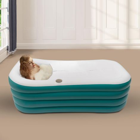 Baignoire pliante portable - Baignoire mobile gonflable - 250 l - Baignoire spa autoportante - Pompe 130 W - 1528257cm - Avec pompe électrique - Pour douche, salle de bain, balcon et arrière-cour (1/5)