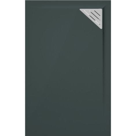 Mineralguss-Duschwanne extra flach TRINITY in ANTHRAZIT 90x90 cm Ablauf rechtsbündig (1/5)