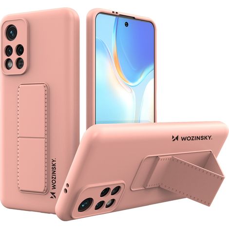 Custodia con supporto per Xiaomi Poco M4 Pro 5G in silicone, colore rosa (1/5)