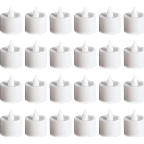 Bougies chauffe-plat sans flamme, lumière blanche chaude, LED à piles, pour décoration de salle de mariage, 24 pièces (1/5)