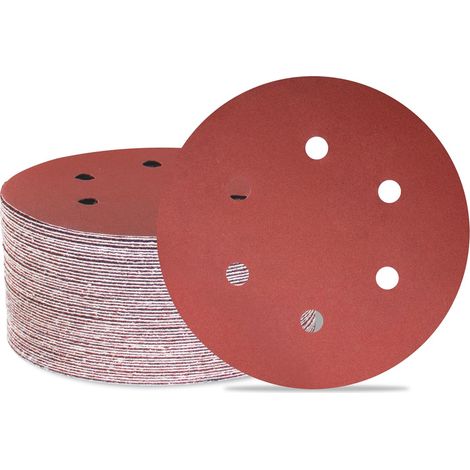 50er-Pack 150 mm Schleifscheiben, 6 Löcher – Körnung 320 – Exzenterschleifer-Papier für Holzbearbeitung, Auto, Metall