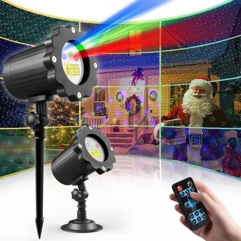 Außen-LED-Weihnachtsprojektor 3 Farben mit Fernbedienung, wasserdicht IP65, Lichterdekoration für Halloween, Garten, Party