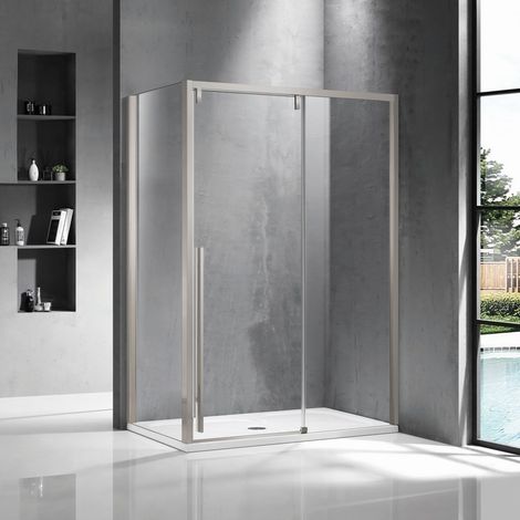 Cabina doccia 90x120 scorrevole con lato fisso 90 cm finitura acciaio spazzolato  KSA5000AS kamalu (1/5)