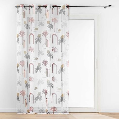 Panneau a oeillets 140 x 280 cm voile sable imprime cocotis Sans (1/3)