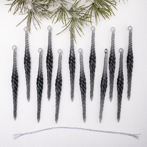 Transparenter, spiralförmig gedrehter Eiszapfen-Anhänger aus Acryl, Eiszapfen-Imitat, Christbaumschmuck