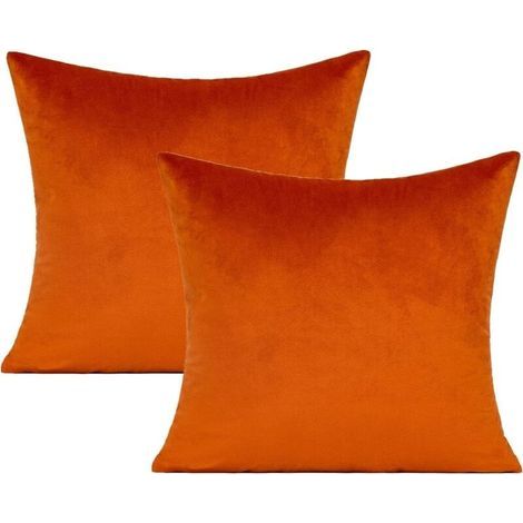 Housses de coussin en velours orange brûlé Thanksgiving e Housse de coussin décorative, 45x45 cm (1/2)