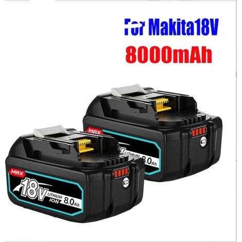 2er-Pack BL1860 18V 8,0Ah Ersatzakkus für Makita BL1815/BL1830 Akkus mit LED-Anzeige (1/4)