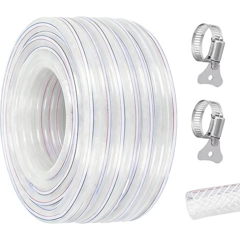 Tuyau d'eau potable, tuyau renforcé en PVC, tuyau d'arrosage avec collier de serrage, tuyau de jardin, tuyau d'irrigation, tuyau d'air flexible, tuyau de carburant (16x22mm,6Meter) (1/5)