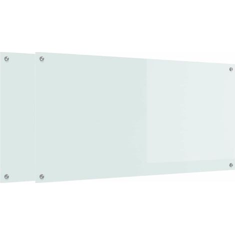 Kitchen Backsplash 2 pcs White 120 x 60 cm Tempered Glass vidaXL