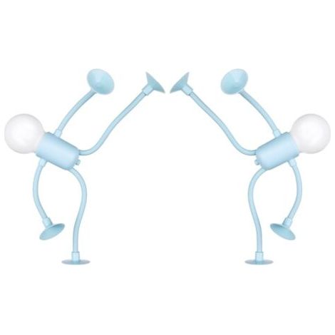 Lot de 2 veilleuses amusantes à forme changeante, mini veilleuses en forme d'ampoule, lampe de bureau pliable à ventouse, décorations de décompression, veilleuses à faire soi-même (bleu) (1/5)