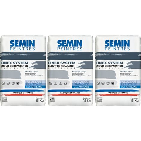 Enduit de réparation Semin Reboucheur, Extérieur, en Poudre, sac de 15 kg, Lot de 3 (1/5)