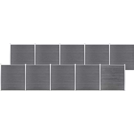 vidaXL Clôture de jardin WPC 1737x186 cm Gris (1/5)