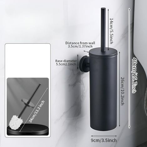 Hanging Toilet Brush, Wall Mounted Toilet Brush without Drilling - for Hotels, Apartments, Villas and Public Areas - Bathroom Accessories – Matte Black (1/5)