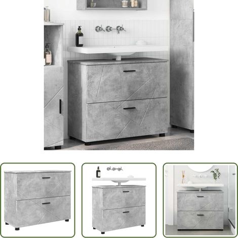 vidaXL Meuble salle de bain -  Cabinet de salle de bain Gris béton 76,5 x 35 x 64 cm (1/5)