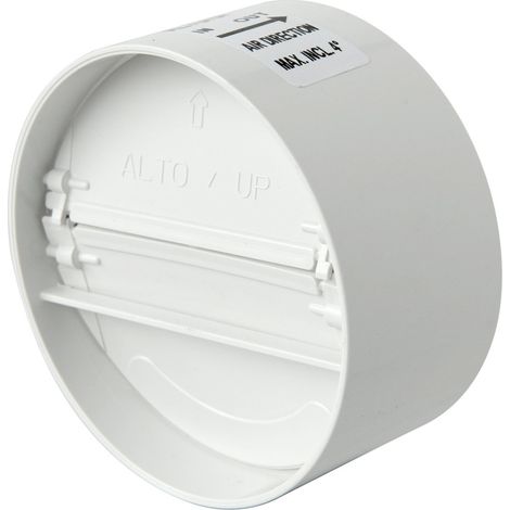 La Ventilazione VLG100B Valvola a Farfalla di Non Ritorno Aria in ABS con Guarnizione Compensativa, per Tubi Diametro 100-110 mm, Bianco (1/4)