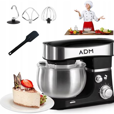 Batidora planetaria ADM de 700 W con recipiente de acero inoxidable de 3 L