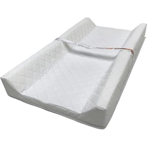 Matelas à langer imperméable avec rebords et ceinture de sécurité – Housse 100 % coton – Rembourrage en polyester et mousse PEVA – Ingenuity (1/9)