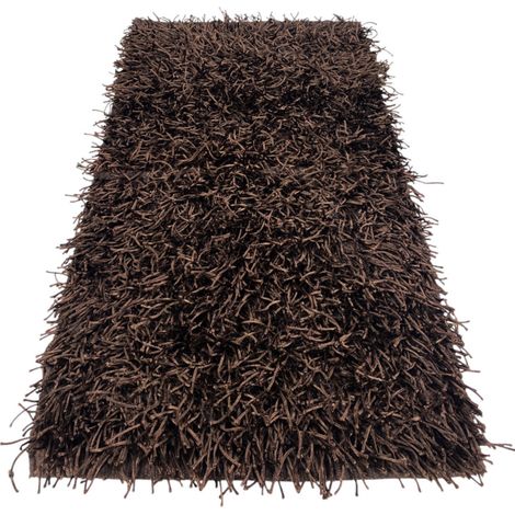 Tapis Shaggy marron moderne – Velours 6 cm, antidérapant, 12 tailles – Polyester/Coton – Fabriqué en Inde cm. 160x230 (1/5)