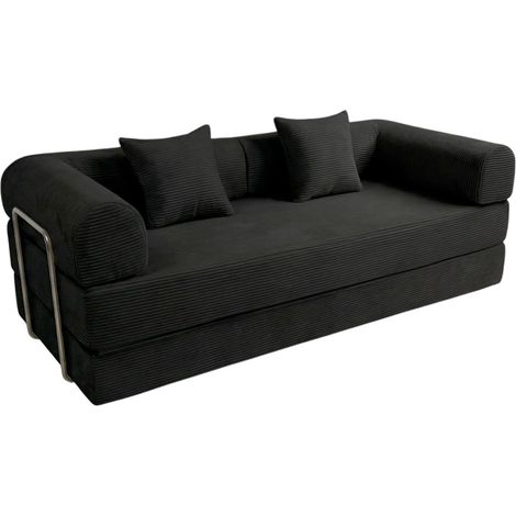 Canapé Convertible Modulable "Fletcher" 200cm Noir (1/5)