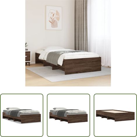 vidaXL Lattenrost Bett - Bettgestell ohne Matratze Braun Eiche 90x200 cm Holzwerkstoff (1/5)