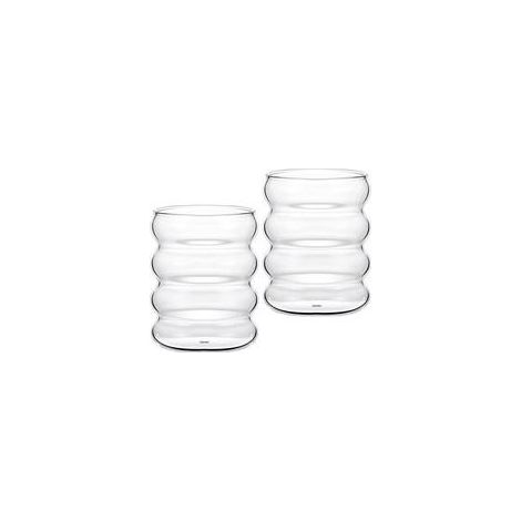 Lot de 2 Verres à Bulles en Verre en Forme de Vague, Verres à Boire Vintage, Verres à Nervures, pour eau Café Boisson Vin Cocktail Whisky Bière (1/5)