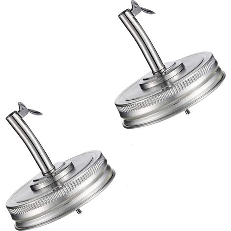 Stainless Steel Oil Pour Spout Cover Oil Pourer Lid 2 Stainless Steel Leakproof Nozzle Caps with Lids, Suitable for Cooking, Grilling and Drinking Beverages (1/5)