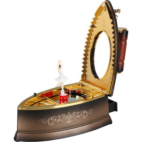 Retro-Spieluhr mit sich drehender Ballerina und antikem Eisenbeschlag – Originelles Geschenk für Sammler (1/5)