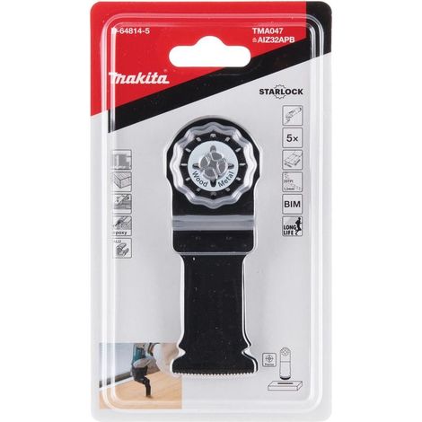 Makita B-64814 Starlock Plunge Cut Saw Blade 32mm Multi Material TMA047 5 Pack