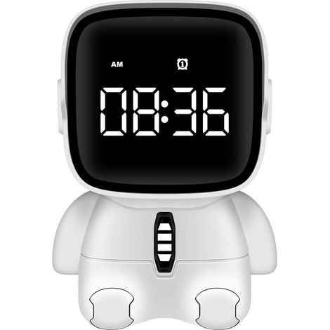 Réveil numérique LED pour enfants Réveil astronaute avec fonction snooze, 2 alarmes, fonction compte à rebours, horloge numérique électronique rechargeable pour chambre à coucher, bureau