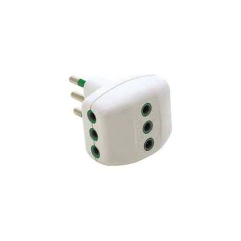 ADATTATORE TRIPLO 2 POLI + TERRA 10A BIANCO- - bianco 82200 - 5 pezzi FANTON
