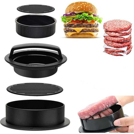 Presse Burger, Presse à Burger, Presse à Hamburger, 3 en 1 Presse à Hamburger, Kit de Moule à Hamburger antiadhésif, Presse à Burger & Steak haché (1/4)
