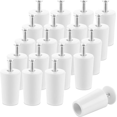 Paquete de 24 topes blancos de 40 mm para persianas enrollables blindadas. Incluye tornillos y discos de fijación. (1/5)