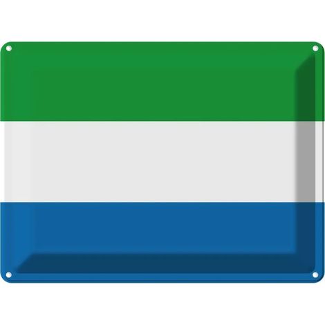 Plaque métallique 30x40 cm Drapeau de la Sierra Leone, bannière de voyage d'aventure, armoiries (1/5)