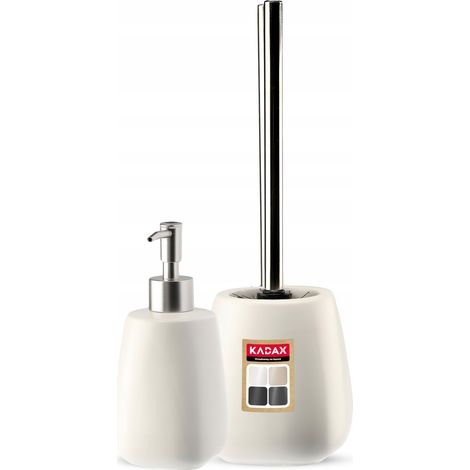 KADAX Badezimmer Set aus Keramik, Seifenspender, WC-Bürste, Weiß