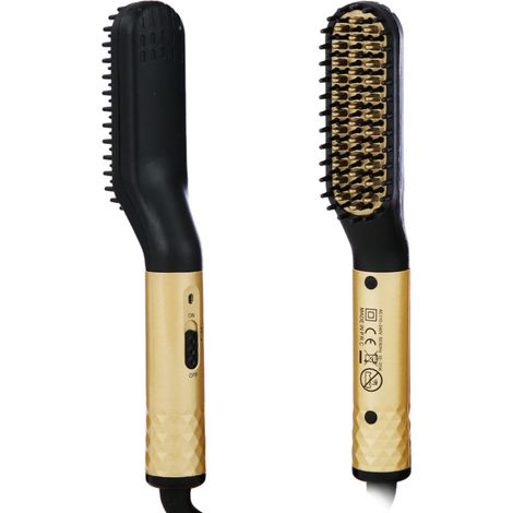 Mini peine eléctrico para barba para hombres, alisador de barba, dorado (1/5)