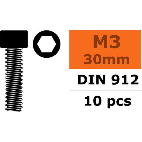 Revtec - Hex Socket Head Screw - M3X30 - Steel - 10 pcs