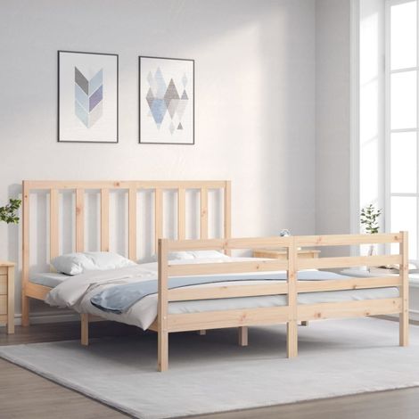Bed Frame without Mattress 160x200 cm Solid Wood Pine vidaXL (1/5)
