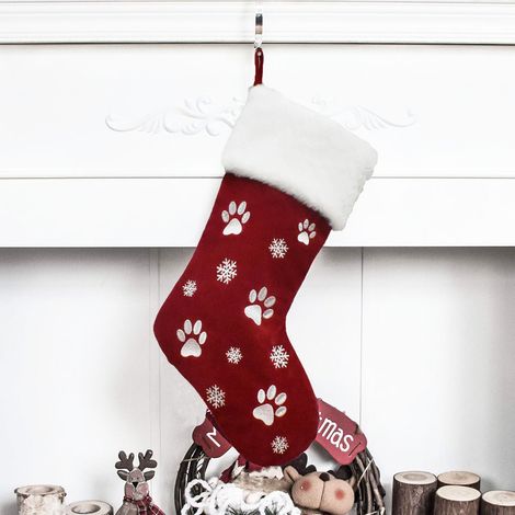 Chaussette de Noël personnalisée pour chien Décoration Cheminée Sac à suspendre Sacs cadeaux la maison 1 x 45 cm 45 cm 1 x Rouge (1/4)
