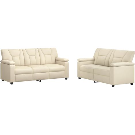 Juego de Sofá 2 pcs Crema Cuero sintético vidaXL