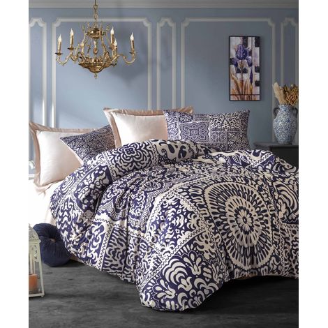 Funda nórdica, funda nórdica, ropa de cama Set Dark Azul Cream