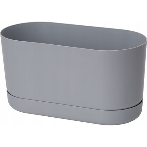 Vaso da fiori allungato Satina 27 con sottovaso  Platino