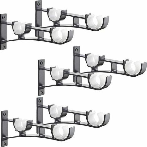 Support de tringle à rideau double en aluminium noir – Capacité jusqu'à 50 kg – Design antidérapant pour tringles de 25 à 28 mm – Installation facile (1/5)